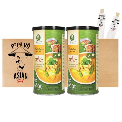 Thai Kari Gelbe Curry Paste - vegan (2x400g) + 2 Papa Vo Chopsticks von Papa Vo