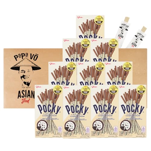 Pocky Cookies & Cream Geschmack (10x40g) + 2 Papa Vo Chopsticks von Papa Vo