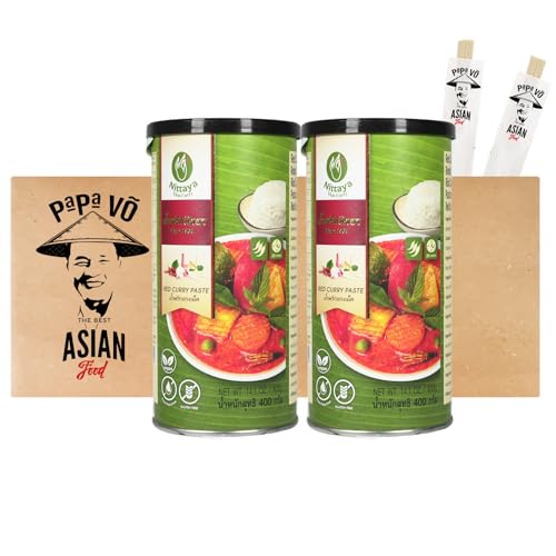 Thai Rote Curry Paste - vegan (2x400g) + 2 Papa Vo Chopsticks von Papa Vo