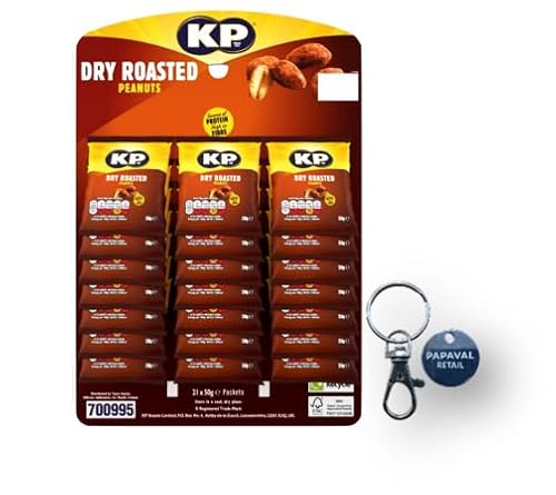 KP Peanuts Pub herzhafte Snacks Packung mit 50 g Pub Karte mit Schlüsselanhänger (21 x 50 g, trocken geröstet) von Papaval Retail