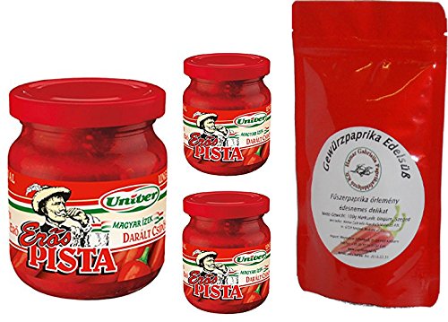 SPARSET ANGEBOT 3 x Erös Pista Starker Stefan Paprikacreme 600g Univer + 1A Qualität Ungarische Paprikapulver Szegediner Edelsüß 100g insg. 700g Sparpaket von GEEGVV