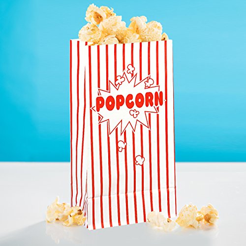 PartyMarty 20x Popcorn Tüte Rot-Weiß Gestreift Classic - 13 x 25 cm - Popcorn Box für Kinoabend, Hollywood Party & Co GmbH® von PartyMarty