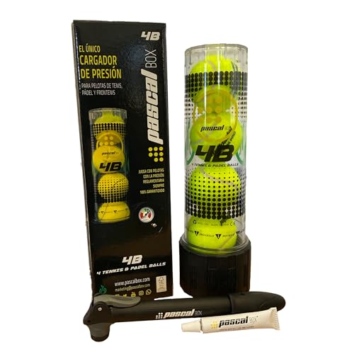 Pascal Box Druckluft-Padelbälle mit Pumpe | Padel-Zubehör für Padelbälle | Druckluft-Padelbälle und Tennisbälle | Druckbehälter für Padelbälle | Komplettpaket inklusive Gleitmittel von Pascal Box