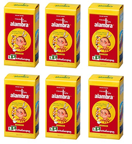 6 x Passalacqua Alambra 250 g italienischer Espresso-Kaffee gemahlen für alle Kaffeemaschinen von Passalacqua