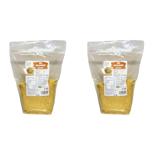 Bio Goldhirse 2 kg aus deutschem Anbau - Glutenfrei, vielseitig verwendbar, 100% Bio Hirse - Reich an Eisen, Kupfer, Magnesium und Mangan (Packung mit 2) von PassionBio