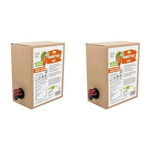 Bio Karottensaft 3 Liter Box - Aus deutschen und niederländischen Karotten - Vegan, leuchtend-orange Farbe, mit Spezialkulturen fermentierter Gemüsesaft (Packung mit 2) von PassionBio