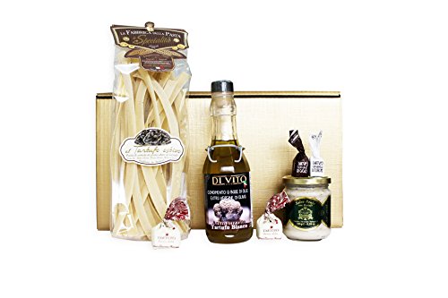 Goldenes Trüffel Geschenkset TARTUFO DIVINO (Trüffelpasta, Trüffelöl, Tartufi dolci, Trüffelsoße) mit italienischer Trüffel Feinkost von Passione Italia