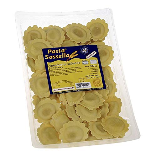 Frische Agnolotti mit Lachs-Füllung, rund und hell, Sassella, 500g von Pasta Sassella