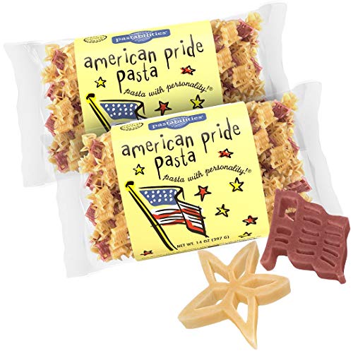 Pastabilities American Pride Pasta, lustige geformte Flagge und Sternnudeln für Kinder und Feiertage, gentechnikfreie natürliche Weizenpasta, 400 ml (2 Stück) von Pastabilities