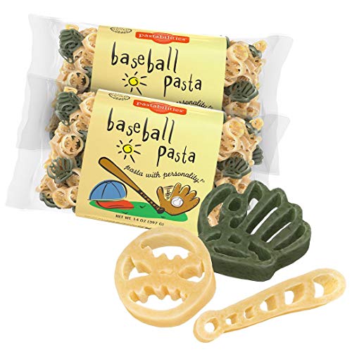 Pastabilities Baseball-förmige Nudeln, lustiger Handschuh, Ball und Fledermaus-förmige Nudeln für Kinder und Jugendspieler, gentechnikfreie natürliche Weizenpasta, 400 ml (2 Stück) von Pastabilities