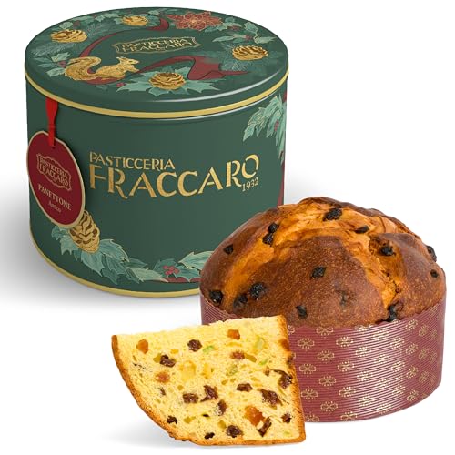 Artisan Panettone 1 kg – Klassischer Panettone, Pasticceria Fraccaro 1932, mit kandierten Früchten und Rosinen, natürlich gesäuerter Mailänder Panettone mit Mutterhefe, Tin Line von Pasticceria Fraccaro 1932