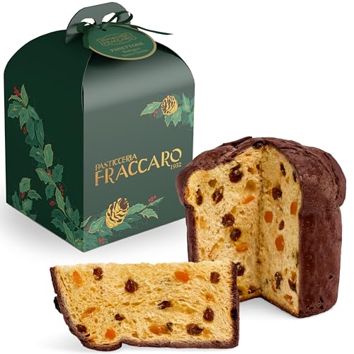 Glutenfreier Bio-Panettone, 500 gr. - Pasticceria Fraccaro 1932, glutenfreier Bio-Panettone mit weichem Teig, angereichert mit Sultaninen und kandierten Orangenschalen, hergestellt in Italien von Pasticceria Fraccaro 1932