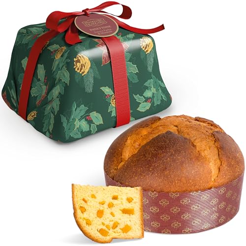 Handgefertigte Panettone mit Kürbis und Mandelmehl, 750 g - Gebäck Fraccaro 1932, Teig mit Mutterhefe, Weihnachtssüßigkeiten, hergestellt in Italien - Handwerkliche Verpackung von Pasticceria Fraccaro 1932