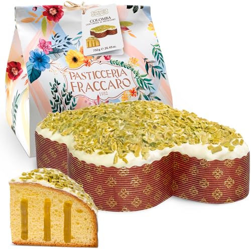 Handwerkliche Oster - Colomba gefüllt mit Pistaziencreme, 750 g – Pasticceria Fraccaro 1932, glasiert mit Schokolade und Pistazienkörnern, natürlicher Sauerteig mit Mutterhefe, Bauletto-Linie von Pasticceria Fraccaro 1932