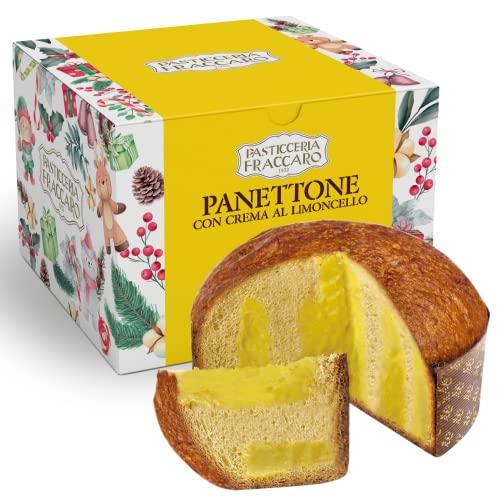 Handwerklicher Panettone mit Limoncello Pasticceria Fraccaro 1932 (750 g) – gefüllt mit zarter Limoncello-Creme, natürlich gesäuerter Weihnachtskuchen nur mit Mutterhefe, Geschenkbox-Linie von Pasticceria Fraccaro 1932