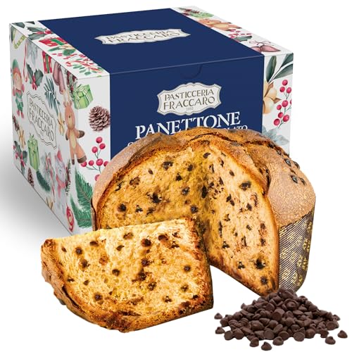 Handwerklicher Schokoladen-Panettone (750 g) Pasticceria Fraccaro 1932 – Panettone mit Schokoladenpralinen, ohne kandierte Früchte und Rosinen, Teig mit Mutterhefe, hergestellt in Italien – Case Line von Pasticceria Fraccaro 1932