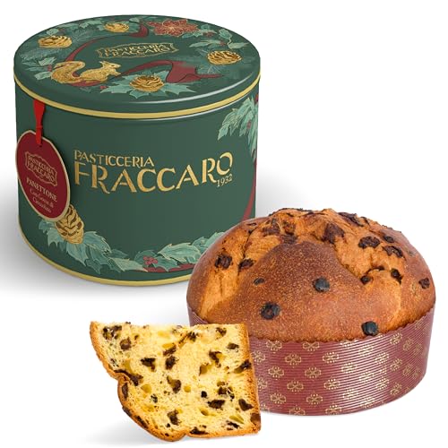 Handwerklicher Schokoladen-Panettone (750 g) Pasticceria Fraccaro 1932 – Panettone mit Schokoladenpralinen, ohne kandierte Früchte und Rosinen, Teig mit Mutterhefe, hergestellt in Italien – Tin Line von Pasticceria Fraccaro 1932