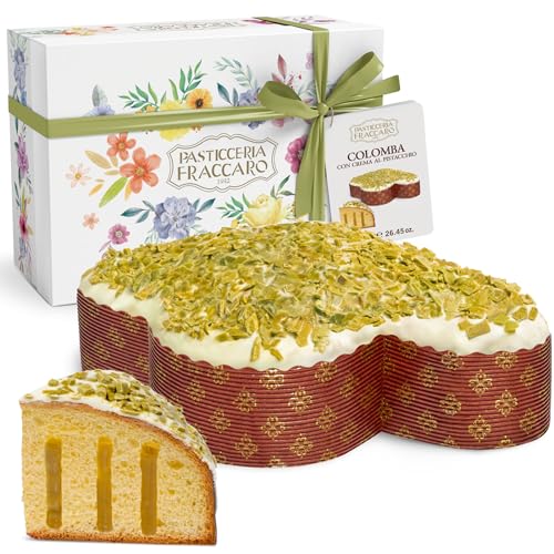 Oster-Taube mit Pistazien, handgefertigt, 750 g - Pasticceria Fraccaro 1932, gefüllt mit Pistaziencreme, glasiert mit Schokolade und Pistazienstückchen, Teig mit Sauerteig, Geschenkverpackung von Pasticceria Fraccaro 1932