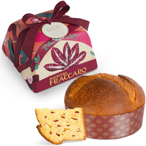 Panettone aus Radicchio Rosso 750 g, ideal für salzige Gastronomie-Bäckerei, Gebäck Fraccaro 1932, mit rotem Radicchio aus Treviso Candito, ohne Rosinen und Canditi - Linie Incarto von Pasticceria Fraccaro 1932