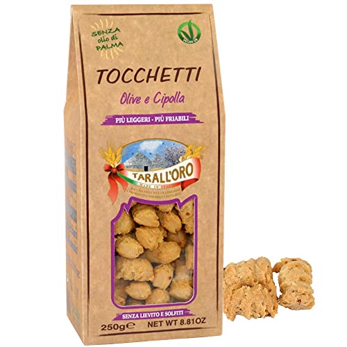 Tocchetti Olive e Cipolla Salzgebäck, 250g Vegan Pastificio Di Bari TARALLORO Italien 250g-Pack von Pastificio Di Bari TARALLORO