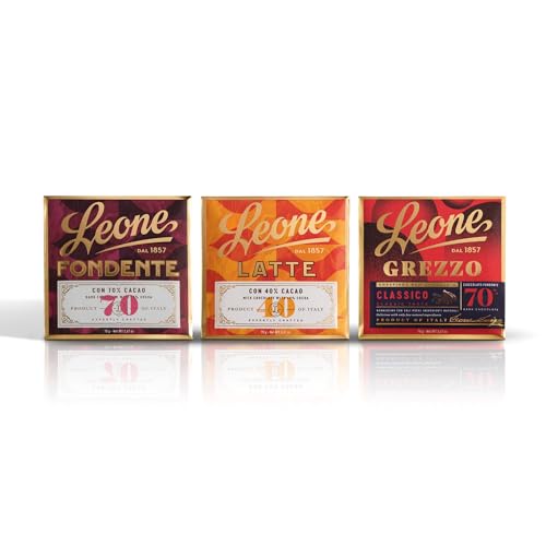 Leone seit 1857 - Dreierpack Schokoladentafeln von Leone - 70% Zartbitterschokolade, 80% Zartbitterschokolade und 40% Milchschokolade Glutenfrei - 3 Tafeln je 70g (3x70g) von Pastiglie Leone