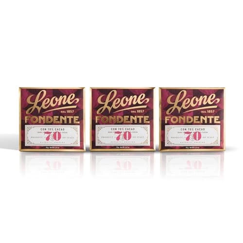 Leone seit 1857 - Dunkle Schokoladentafel - 70% Kakaoanteil - Leone Schokolade - Glutenfrei und vegan - 3 Tafeln zu je 70g (3 x 70g) von Pastiglie Leone