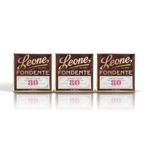 Leone seit 1857 - Dunkle Schokoladentafel - 80% Schokolade - Schokolade Leone - Glutenfrei und Vegan - 3 Tafeln zu je 70g (3 x 70g) von Pastiglie Leone