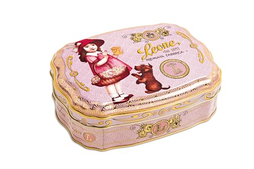 Leone seit 1857 - Metalldose Liberty Rosa Fruchtgummis - vegane und glutenfreie Fruchtgummis - Geschenkdose 200g von Pastiglie Leone