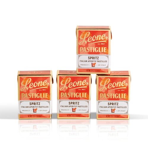 Leone seit 1857 - Pastiglie Leone Spritz - Bonbondose Leone - Bonbons mit Spritz-Geschmack glutenfrei und vegan - 4 Dosen zu je 27g (4 x 27g) von Pastiglie Leone