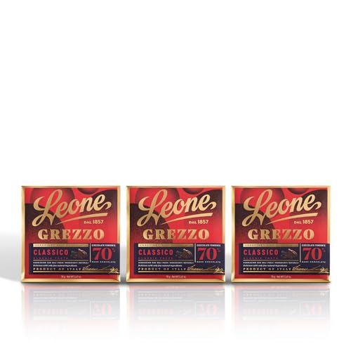 Leone seit 1857 - Rohschokolade Tafel Dunkle Schokolade - 70% Kakaoanteil - Schokolade Leone - Glutenfrei und vegan - 3 Tafeln zu je 70g (3 x 70g) von Pastiglie Leone