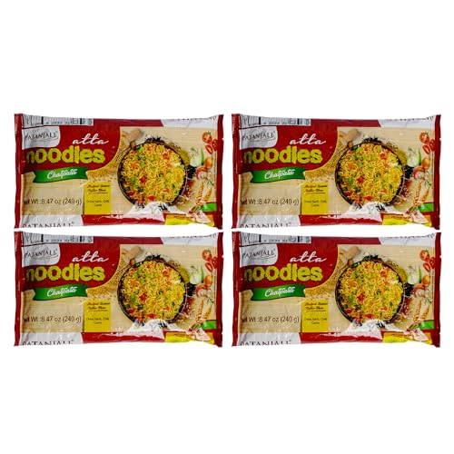 Patanjali Atta Noodles, 240 g Chatpata-Geschmack, Familienpackung, Vollkorn-Vegetarische Instant-Nudeln von Patanjali