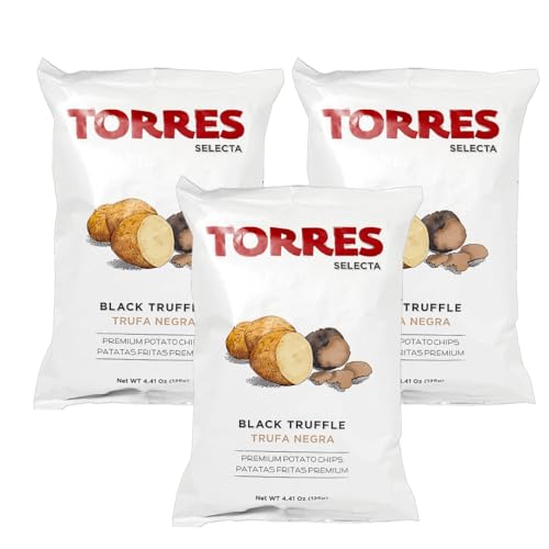 3x Torres Selecta Trufa Negra Premium Kartoffelchips 'mit Schwarzem Trüffel', 125g von Torres Selecta