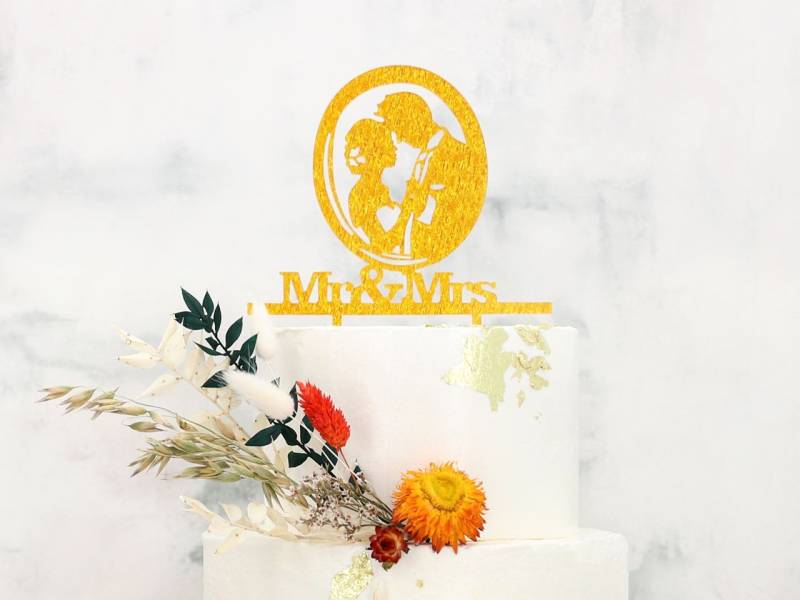 Cake Topper Mr. & Mrs. gold von Pati-Versand