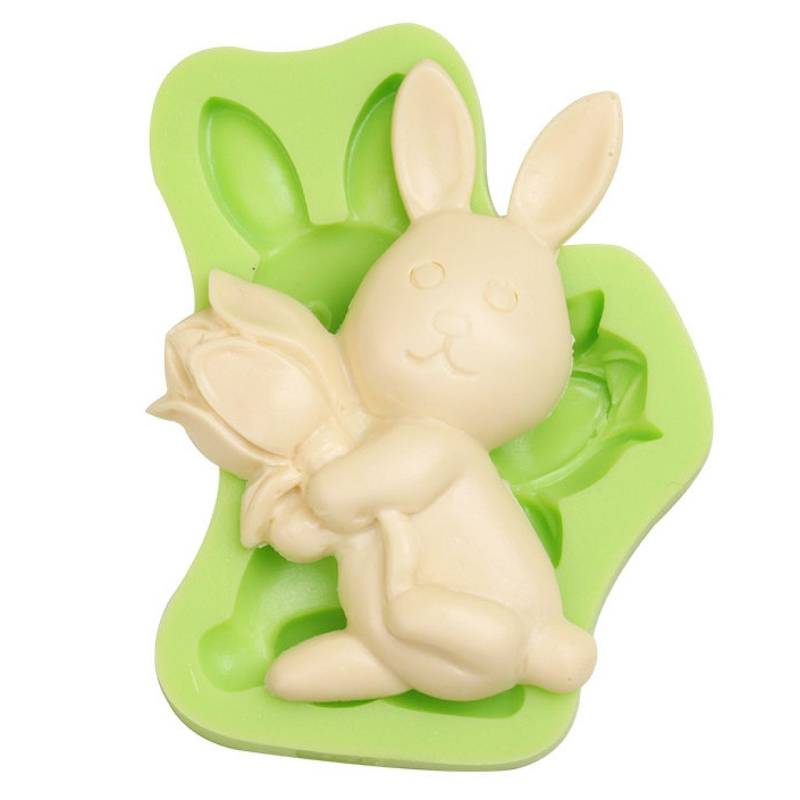 Fondantform Hase mit Tulpe 5,5x7,5 cm von Pati-Versand