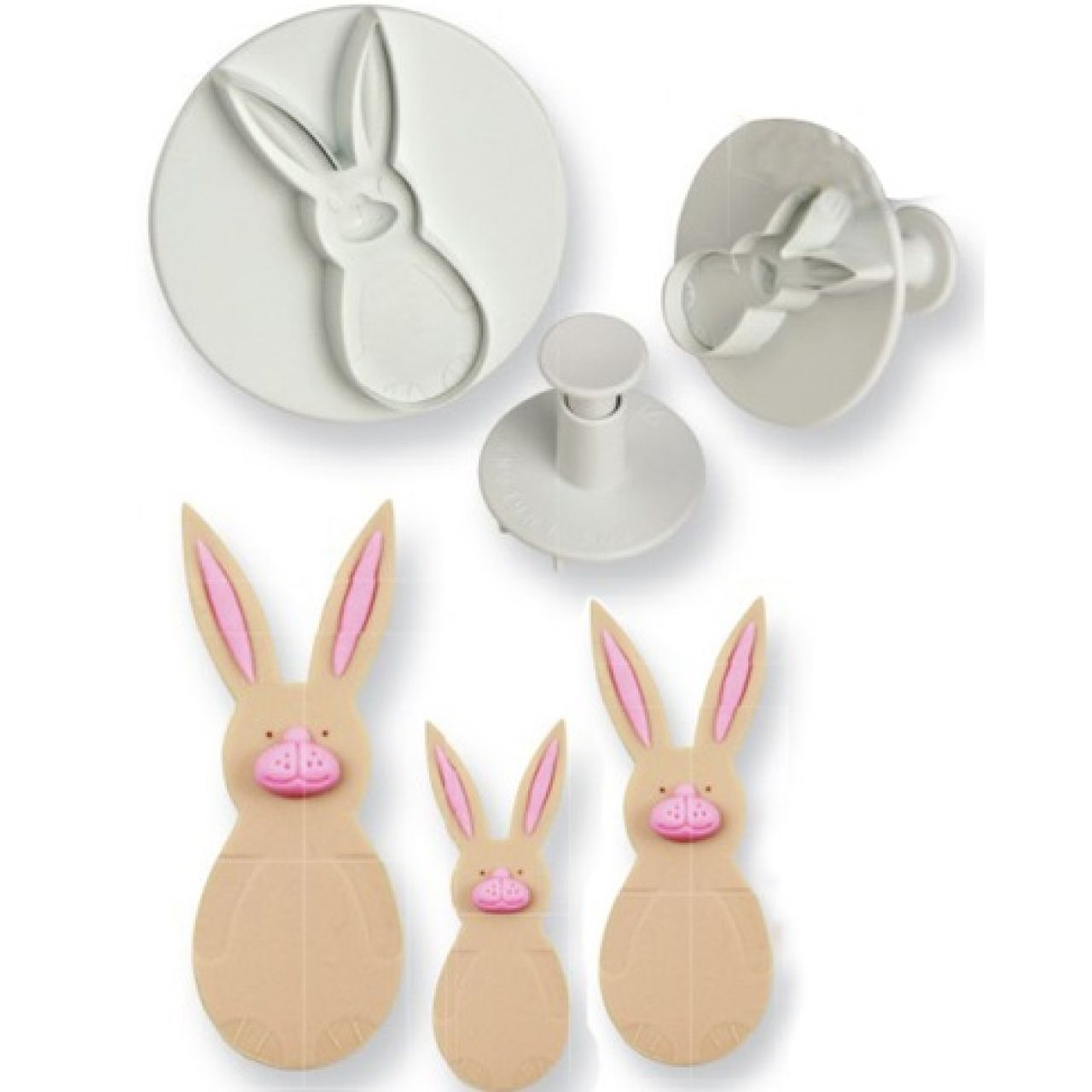 PME Fondant-Ausstecher Hase, 3er Set mit Auswerfer von Pati-Versand