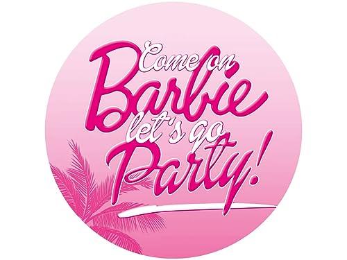 Tortenaufleger Barbie Beach - let's go Party, rund 20cm Fondantpapier PREMIUM von Pati-Versand