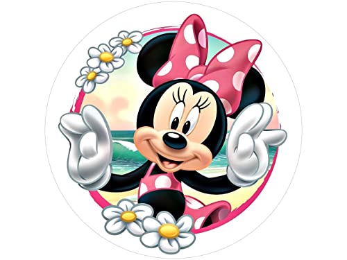 Tortenaufleger Minnie Maus Blumen, rund 20cm Fondantpapier PREMIUM von Pati-Versand