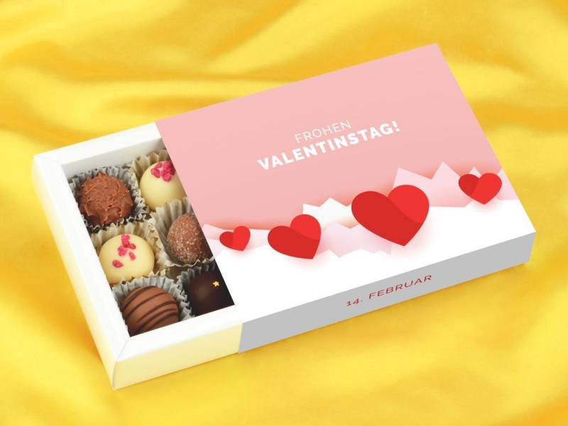 Trüffelverpackung für 12 Trüffel, Frohen Valentinstag von Pati-Versand