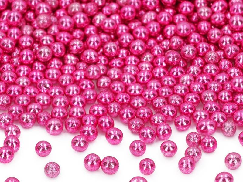 Weiche Zuckerperlen metallic pink 5mm 60g von Pati-Versand