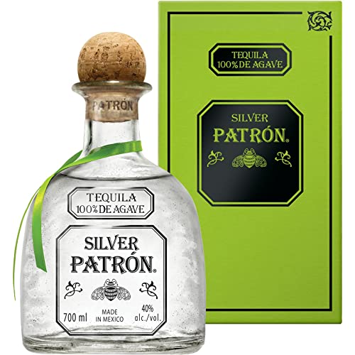 PATRÓN Silver Premium Tequila, 40% vol., 70cl / 700ml, in einer Limited-Edition Mexican Heritage-Dose, hergestellt aus 100% blauer Weber-Agave, handgefertigt in Mexiko, Verpackung kann variieren von Patron