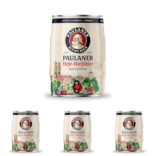 Paulaner Hefe-Weißbier Naturtrüb Partyfass•Weizenbier spritzig-mild•DOSE (1x5l) (Packung mit 4) von Paulaner Brauerei