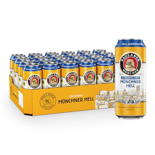 Paulaner Münchner Hell Alkoholfrei Helles Bier spritzig-mild EINWEG(24x0,5l) von Paulaner