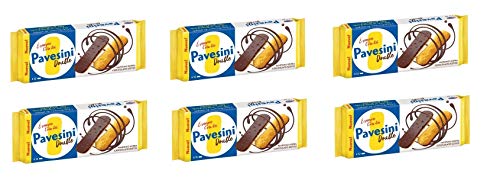 6x Barilla Pavesi Pavesini Double Eier Kekse mit dunkler Schokolade Basis 60g Italienische Kekse Biscuits Cookies von Pavesi