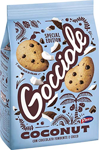 Barilla Pavesi Gocciole Coconut Shortbread-Kekse mit dunkler Schokolade und Kokosnuss Kekse mit Schokotropfen 320g Biscuits Cookies von NUGOYA