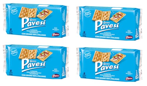 Gran Pavesi Non Salati Crackers Ungesalzen kekse gebäck 250g | Pack of 4 von Pavesi