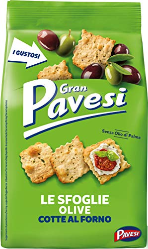 Gran Pavesi Sfoglie Olive Oliven Cracker im Ofen gebacken knusprig Salzgebäck snack 160 gr von Pavesi