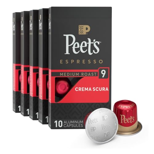 Peet's Coffee, Crema Scura Intensity 9, Medium Roast Espresso Pods, 50 Stück (5 Boxen mit je 10 Espresso-Kapseln) von Peet's Coffee