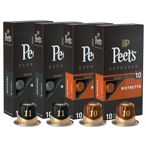 Peet's Coffee, Dunkel geröstete Espresso-Kapseln, kompatibel mit Nespresso-Original-Maschine, Intensität 10–11, 40 Stück (4 Boxen mit je 10 Espresso-Kapseln) von Peet's Coffee