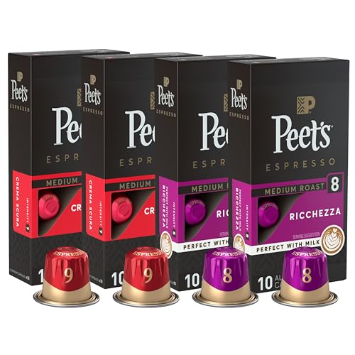 Peet's Coffee, Espresso-Kapseln, mittlere Röstung, Intensität 8–9, 40 Stück (4 Boxen mit je 10 Espresso-Kapseln) von Peet's Coffee