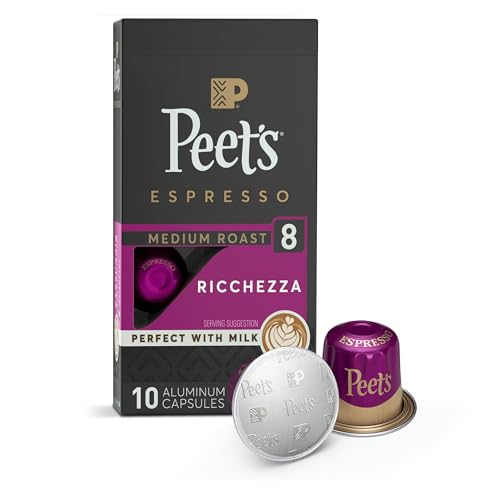 Peet's Coffee, Medium Roast Espresso Pods, Cafe Inspired Ricchezza Intensity 8, 10 Stück (1 Box mit 10 Espresso-Kapseln) von Peet's Coffee